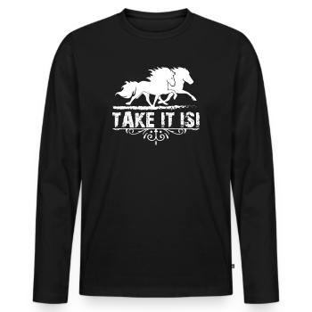 Icelandic horses Tölt Isi gift Icelandic pony horse - Men's Premium Organic Long Sleeve Shirt - black - Front - Nico (187cm)