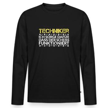Techniker Technik Handwerker Handwerk Geschenkidee - Männer Premium Bio Langarmshirt - Schwarz - Vorne - Nico (187cm)