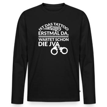 Tattoofrei Tattoo Tattoos Lustiger Spruch JVA - Männer Premium Bio Langarmshirt - Schwarz - Vorne - Nico (187cm)