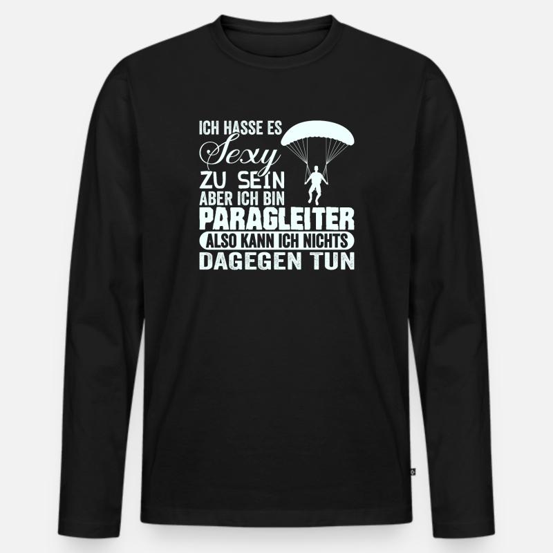 Paragleiten Gleitschirm Paragleiter Fallschirm - Männer Premium Bio Langarmshirt - Schwarz