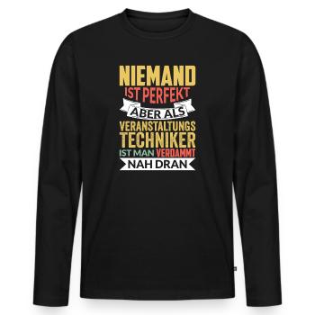 Veranstaltungstechniker Veranstaltungstechnik - Männer Premium Bio Langarmshirt - Schwarz - Vorne - Nico (187cm)