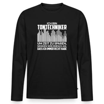 Tontechniker Veranstaltungstechnik Spruch - Männer Premium Bio Langarmshirt - Schwarz - Vorne - Nico (187cm)