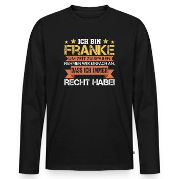 Franke Franken Fränkisch Spruch Geschenk - Männer Premium Bio Langarmshirt - Schwarz - Vorne - Nico (187cm)