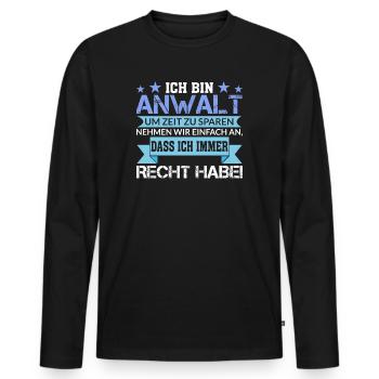 Anwalt - Männer Premium Bio Langarmshirt - Schwarz - Vorne - Nico (187cm)