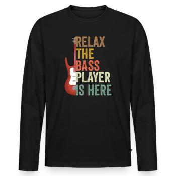 Bassiste bassiste bassiste guitariste disant drôle - T-shirt manches longues Premium bio Homme - noir - Devant - Nico (187cm)