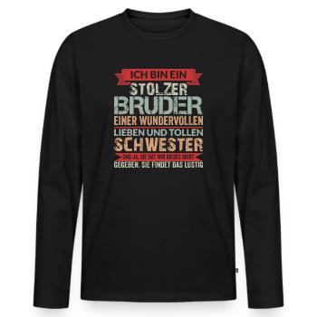 Lustiger Bruder Großer Bruder Geschwister Spruch - Männer Premium Bio Langarmshirt - Schwarz - Vorne - Nico (187cm)