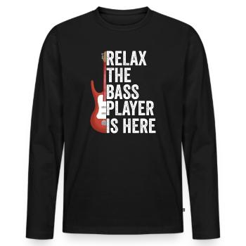 Bass Bassist Bass-Gitarrist Geschenkidee Lustig - Männer Premium Bio Langarmshirt - Schwarz - Vorne - Nico (187cm)