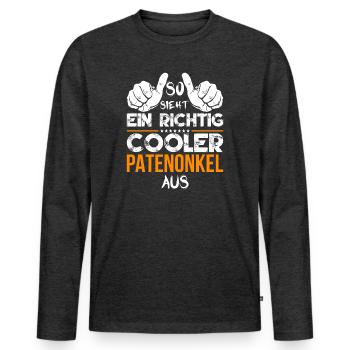 Patenonkel Taufpate Pate Geschenkidee - Männer Premium Bio Langarmshirt - Anthrazit meliert - Vorne - Nico (187cm)
