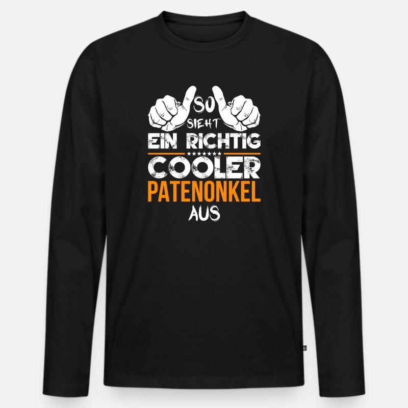 Patenonkel Taufpate Pate Geschenkidee - Männer Premium Bio Langarmshirt - Schwarz