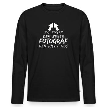 Fotograf Kamera Fotokamera Fotografieren Spruch - Männer Premium Bio Langarmshirt - Schwarz - Vorne - Nico (187cm)