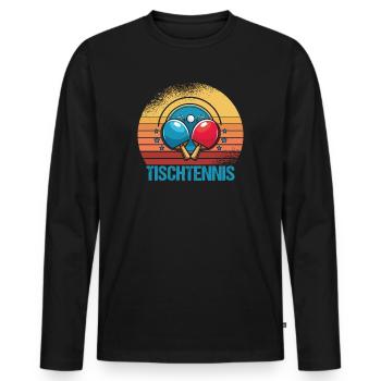 Tischtennis Tischtennisschläger Retro Vintage Look - Männer Premium Bio Langarmshirt - Schwarz - Vorne - Nico (187cm)