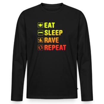 Rave Raver EDM Festival Saying Funny - Men's Premium Organic Long Sleeve Shirt - black - Front - Nico (187cm)