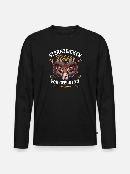 Sternzeichen Geschenke Widder Spruch - Männer Premium Bio Langarmshirt - Schwarz