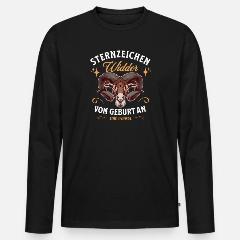 Sternzeichen Geschenke Widder Spruch - Männer Premium Bio Langarmshirt - Schwarz