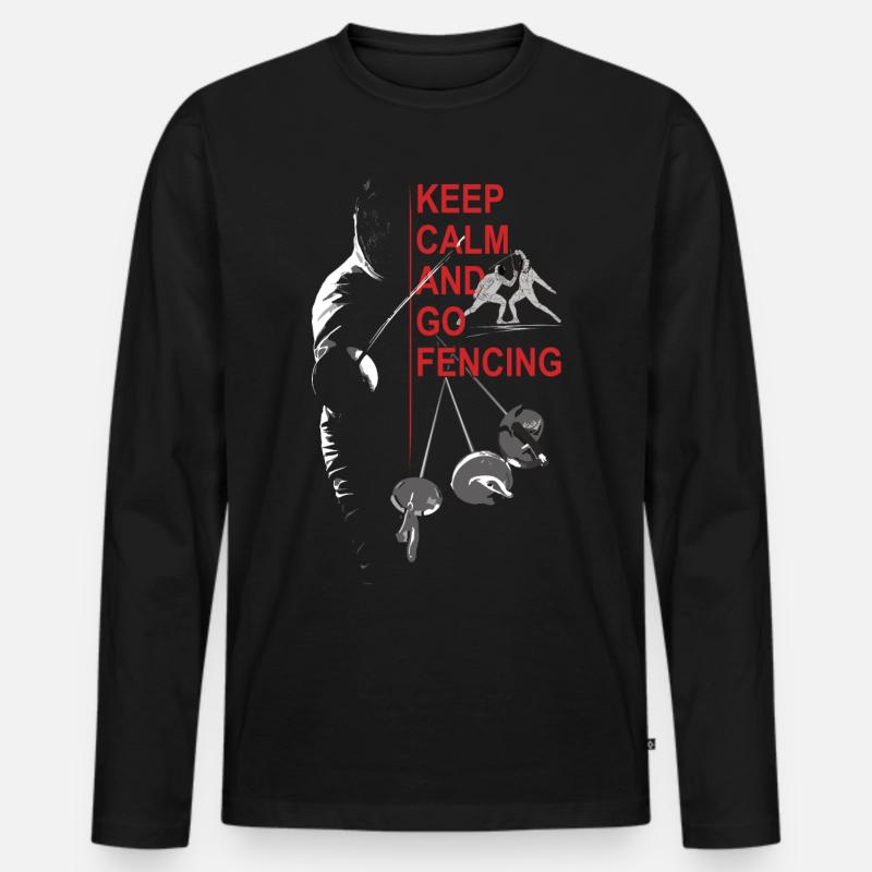 Fechten, Geschenk, Training, Keep Calm - Männer Premium Bio Langarmshirt - Schwarz
