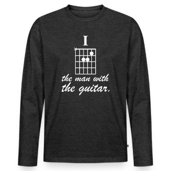I'm the Man with the Guitar | Chord, Music - Men's Premium Organic Long Sleeve Shirt - heather anthracite - Front - Nico (187cm)
