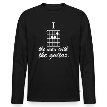I'm the Man with the Guitar | Chord, Music - Men's Premium Organic Long Sleeve Shirt - black - Front - Nico (187cm)