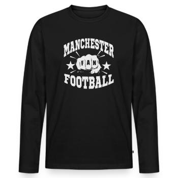 Manchester Fan - Men's Premium Organic Long Sleeve Shirt - black - Front - Nico (187cm)