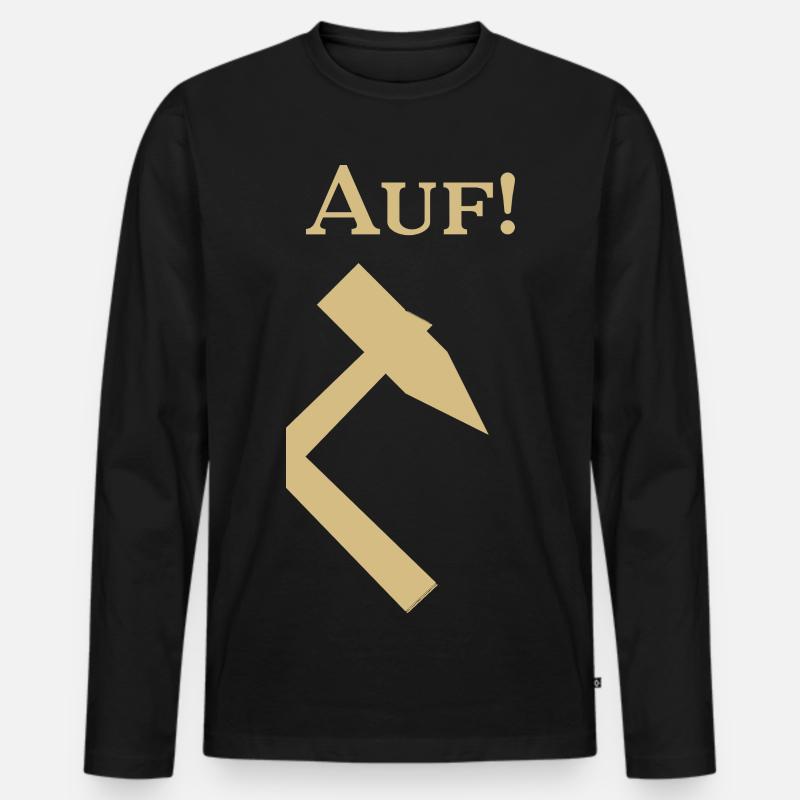 Partnershirt - Glück Auf! - Auf - Männer Premium Bio Langarmshirt - Schwarz