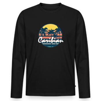 Palmiers des Caraïbes - T-shirt manches longues Premium bio Homme - noir - Devant - Nico (187cm)