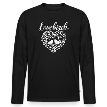 Lovebirds - Men's Premium Organic Long Sleeve Shirt - black - Front - Nico (187cm)