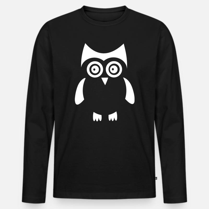 weiße Eule Vogel weiß - Männer Premium Bio Langarmshirt - Schwarz