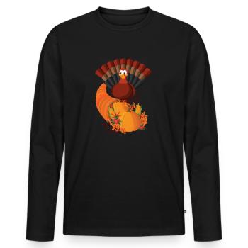 Thanksgiving Thanksgiving kalkoen - Mannen Premium Bio shirt met lange mouwen - zwart - Voor - Nico (187cm)