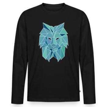 Polygone Lion - T-shirt manches longues Premium bio Homme - noir - Devant - Nico (187cm)