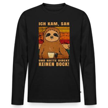 Ich Kam Sah Und Hatte Direkt Keinen Bock! - Männer Premium Bio Langarmshirt - Schwarz - Vorne - Nico (187cm)