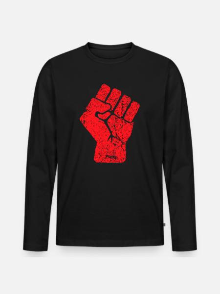 Crimson Fist Unity Emblem - Men's Premium Organic Long Sleeve Shirt - black