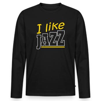 Ich mag Jazz - Männer Premium Bio Langarmshirt - Schwarz - Vorne - Nico (187cm)