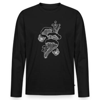 Mushroom Line Art - Men's Premium Organic Long Sleeve Shirt - black - Front - Nico (187cm)