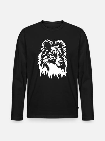 Sheltie Head "Black Edition" - Men's Premium Organic Long Sleeve Shirt - black