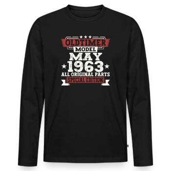 Oldtimer May 1963 Birthday Gift Men - Men's Premium Organic Long Sleeve Shirt - black - Front - Nico (187cm)