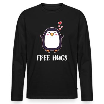 Animal Mignon Pingouin Coeur Déclaration Oiseau Pôle Sud - T-shirt manches longues Premium bio Homme - noir - Devant - Nico (187cm)