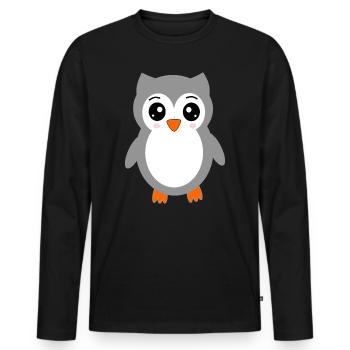 Hibou lapone - T-shirt manches longues Premium bio Homme - noir - Devant - Nico (187cm)