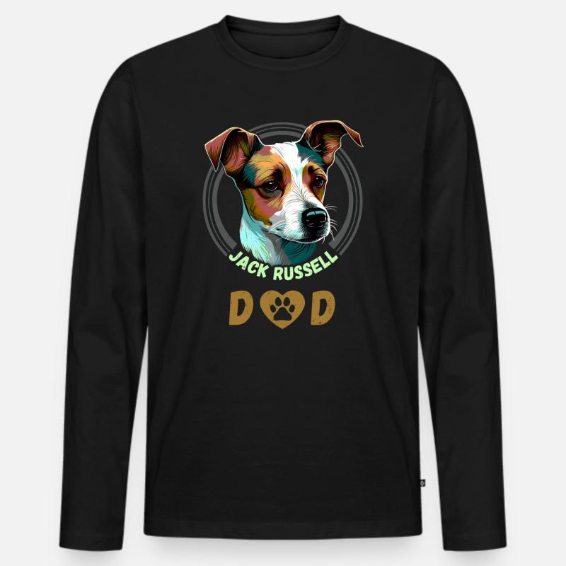 Jack Russell Dad - Männer Premium Bio Langarmshirt - Schwarz