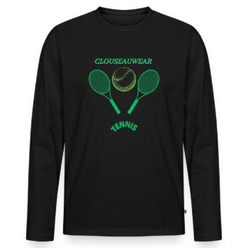 TENNIS CLOUSEAUWEAR 1 - Männer Premium Bio Langarmshirt - Schwarz - Vorne - Nico (187cm)