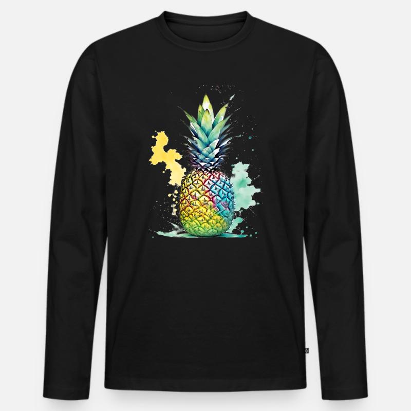 Ananas - Männer Premium Bio Langarmshirt - Schwarz