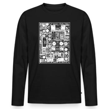 Musique - T-shirt manches longues Premium bio Homme - noir - Devant - Nico (187cm)