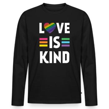 Pride Month LGBT - Liebe ist nett - Männer Premium Bio Langarmshirt - Schwarz - Vorne - Nico (187cm)