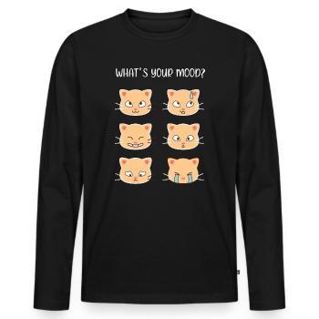 Katzen - wie ist deine Stimmung? - Männer Premium Bio Langarmshirt - Schwarz - Vorne - Nico (187cm)