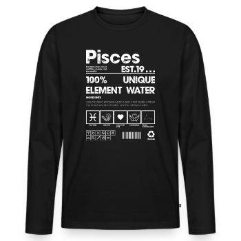 Pisces Water Element Art - Men's Premium Organic Long Sleeve Shirt - black - Front - Nico (187cm)