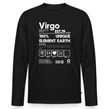 Logo 100 % unique de l’élément Terre Vierge - T-shirt manches longues Premium bio Homme - noir - Devant - Nico (187cm)