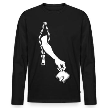 pickpocket - T-shirt manches longues Premium bio Homme - noir - Devant - Nico (187cm)
