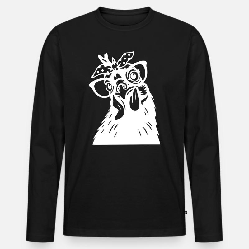 Skurriler Hühnerkopf - Männer Premium Bio Langarmshirt - Schwarz