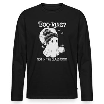 Funny Teacher Skeleton Halloween Classroom - Men's Premium Organic Long Sleeve Shirt - black - Front - Nico (187cm)
