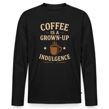 Café, plaisir des adultes - T-shirt manches longues Premium bio Homme - noir - Devant - Nico (187cm)