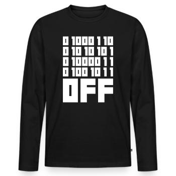 Binary Code F**k OFF – Nerd Humor & Geek Code - Men's Premium Organic Long Sleeve Shirt - black - Front - Nico (187cm)