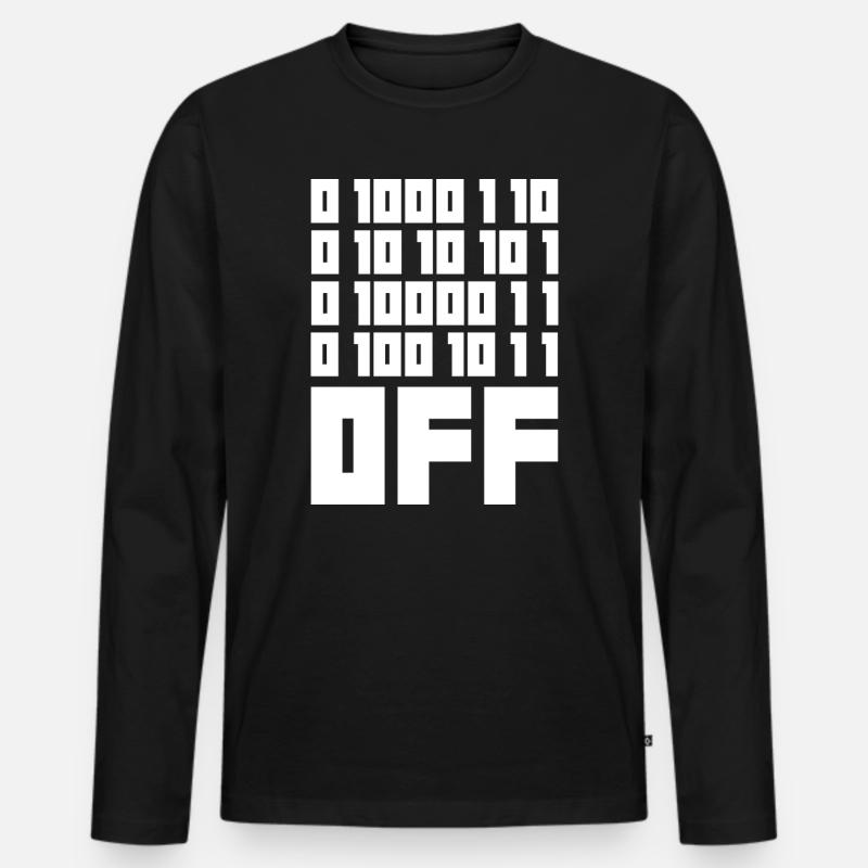 Binary Code F**k OFF – Humour Nerd & Geek Code T-shirt manches longues Premium bio Homme